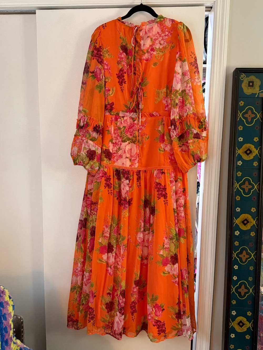 ASOS Orange Floral Print Occasion Maxi Dress - Picture 8 of 12